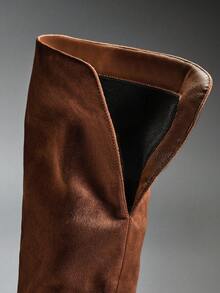 SHUZIA Women's Fashion Vintage Pointed Toe High Heel Over-The-Knee Boots - Coffee Brown - View 5