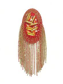 Rhinestone Shoulder Tassel Shoulder Red And Golden Link Chain Epaulet Retro Shoulder Badge Punk Epaulette Shoulder Brooch Pin For Men And Women Cloth Uniform Accessories - multicolor - View 11