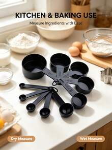 SHEIN 10pcs Stackable Measuring Cups And Spoons Set, Cooking And Baking Kitchen Tools, Suitable For Halloween, Christmas, Thanksgiving, Kitchen, Dining, Outdoor, Baking, Measuring Cups, Kitchen Accessories And Other Supplies - Multicolor - View 5