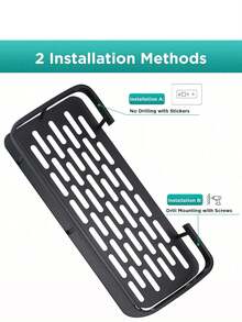 2 PcsLarge Capacity Wall Mounted Shower Caddy | No Drilling Installation, Space Saving, Easy To Install | Bathroom And Kitchen Floating Storage Rack For Toiletries, Cosmetics And Miscellaneous Items [Space Saving | No Drilling Required] - Black - View 3