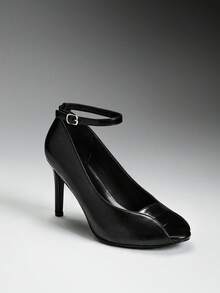 SHEIN SHUZIA Women's Glamorous Open Toe Ankle Strap Heeled Sandals - Black - View 8