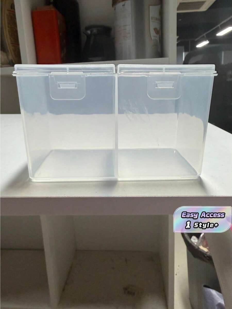 1PC Portable Clear Cotton Pad Holder Cosmetic Organizer Storage Box For Bathroom Travel Vanity Desk Space Saving Dustproof Stackable Beauty Tool Essential - Clear - View 1