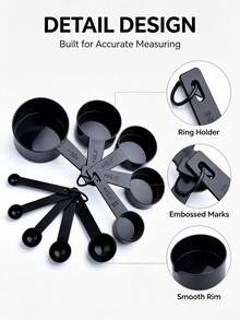 SHEIN 10pcs Stackable Measuring Cups And Spoons Set, Cooking And Baking Kitchen Tools, Suitable For Halloween, Christmas, Thanksgiving, Kitchen, Dining, Outdoor, Baking, Measuring Cups, Kitchen Accessories And Other Supplies - Multicolor - View 2
