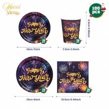 Muroi Mono 25/100 Pieces Of Disposable Party Supplies, Including Disposable Paper Plates, Napkins, Cups, Suitable For Dessert Service, Party Decorations, Various Events, And Gatherings, Including Christmas. - Style 3 - View 8