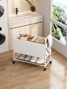 Dirty Clothes Basket/Home Use With Wheels, Movable Bedroom Dirty Clothes Cart/Storage Rack, Bathroom/Shower, Laundry Storage Bin - View 8