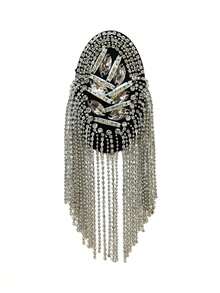 Rhinestone Shoulder Tassel Shoulder Red And Golden Link Chain Epaulet Retro Shoulder Badge Punk Epaulette Shoulder Brooch Pin For Men And Women Cloth Uniform Accessories - multicolor - View 10