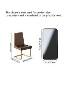 Creative Desktop Decor Wooden Brass Small Chair Solid Wood Phone Stand Walnut Tablet Stand - Brown - View 8