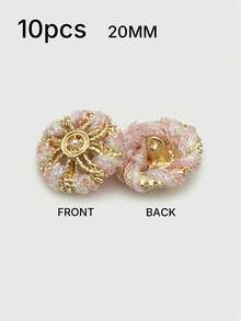 1 Pack 10 Pieces Hand‑Woven Pearl Metal Buttons Colorful Rope‑Threaded Decorative Fasteners For Women Top Sweater Overcoat Outerwear Sewing Accessories - 10pcs - View 26