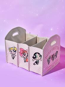 THE POWERPUFF GIRLS X Joivida Plaid Cartoon Character Print Multi-Compartment Foldable Storage Organizer With Side Handles For Bedroom Closet ﻿ - cartoon character - View 2