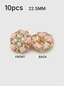 1 Pack 10 Pieces Hand‑Woven Pearl Metal Buttons Colorful Rope‑Threaded Decorative Fasteners For Women Top Sweater Overcoat Outerwear Sewing Accessories - 10pcs - View 14