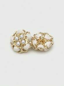 1 Pack 10 Pieces Hand‑Woven Pearl Metal Buttons Colorful Rope‑Threaded Decorative Fasteners For Women Top Sweater Overcoat Outerwear Sewing Accessories - 10pcs - View 6