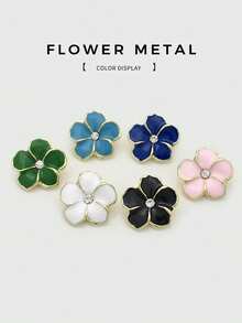1 Pack 10 Pieces Fresh Flower Oil‑Painted Colorful Metal Buttons Decorative Fasteners For Knit Sweater Overcoat Outerwear Skirt Clothing Sewing Accessories - 10pcs - View 11