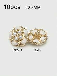 1 Pack 10 Pieces Hand‑Woven Pearl Metal Buttons Colorful Rope‑Threaded Decorative Fasteners For Women Top Sweater Overcoat Outerwear Sewing Accessories - 10pcs - View 16