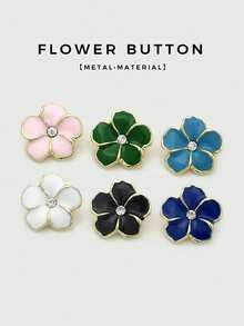 1 Pack 10 Pieces Fresh Flower Oil‑Painted Colorful Metal Buttons Decorative Fasteners For Knit Sweater Overcoat Outerwear Skirt Clothing Sewing Accessories - 10pcs - View 12