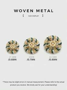 1 Pack 10 Pieces Hand‑Woven Pearl Metal Buttons Colorful Rope‑Threaded Decorative Fasteners For Women Top Sweater Overcoat Outerwear Sewing Accessories - 10pcs - View 4