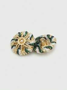 1 Pack 10 Pieces Hand‑Woven Pearl Metal Buttons Colorful Rope‑Threaded Decorative Fasteners For Women Top Sweater Overcoat Outerwear Sewing Accessories - 10pcs - View 9