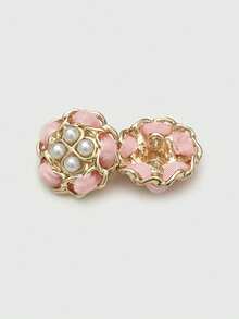1 Pack 10 Pieces Hand‑Woven Pearl Metal Buttons Colorful Rope‑Threaded Decorative Fasteners For Women Top Sweater Overcoat Outerwear Sewing Accessories - 10pcs - View 10