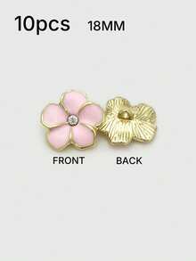 1 Pack 10 Pieces Fresh Flower Oil‑Painted Colorful Metal Buttons Decorative Fasteners For Knit Sweater Overcoat Outerwear Skirt Clothing Sewing Accessories - 10pcs - View 18
