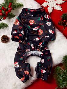 PETSIN 1pc Christmas Style Pet Jumpsuit, A Comfortable Clothing For Cats And Dogs, Full Printed With Christmas Color Patterns On Four Legs, Suitable For Daily Walks, Christmas Parties, And Home Wear - Multicolor - View 8