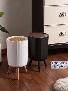 1Pc Light Luxury Sealed Lidded Trash Can, Tall Pedal Press Type Large Household Storage Bin With High Appearance For Living Room And Kitchen - View 1