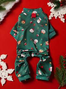 PETSIN 1pc Christmas Style Pet Jumpsuit, A Comfortable Clothing For Cats And Dogs, Full Printed With Christmas Color Patterns On Four Legs, Suitable For Daily Walks, Christmas Parties, And Home Wear - Multicolor - View 9