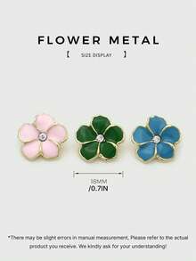 1 Pack 10 Pieces Fresh Flower Oil‑Painted Colorful Metal Buttons Decorative Fasteners For Knit Sweater Overcoat Outerwear Skirt Clothing Sewing Accessories - 10pcs - View 4