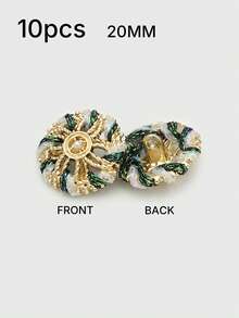 1 Pack 10 Pieces Hand‑Woven Pearl Metal Buttons Colorful Rope‑Threaded Decorative Fasteners For Women Top Sweater Overcoat Outerwear Sewing Accessories - 10pcs - View 23