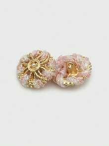 1 Pack 10 Pieces Hand‑Woven Pearl Metal Buttons Colorful Rope‑Threaded Decorative Fasteners For Women Top Sweater Overcoat Outerwear Sewing Accessories - 10pcs - View 8