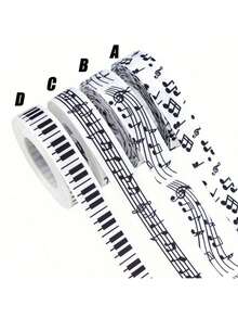 1/4 Packs Music Note & Piano Key Ribbons, Black White Decorative Ribbon For Christmas, Valentine's Day, Wedding, Gift Wrapping & Holiday Crafts, Multipurpose Decor Ribbon, Perfect For Thanksgiving - Multicolor - View 12