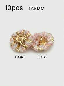1 Pack 10 Pieces Hand‑Woven Pearl Metal Buttons Colorful Rope‑Threaded Decorative Fasteners For Women Top Sweater Overcoat Outerwear Sewing Accessories - 10pcs - View 12