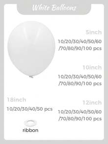 MINKOJA 5/10/12/18 Inch Multi-Color Latex Helium Round Balloons, Great For Birthday Wedding Anniversary Bridal Shower Graduation Gender Reveal Baptism New Year Holiday Party Decorations - White - View 8