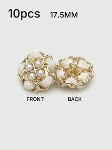 1 Pack 10 Pieces Hand‑Woven Pearl Metal Buttons Colorful Rope‑Threaded Decorative Fasteners For Women Top Sweater Overcoat Outerwear Sewing Accessories - 10pcs - View 29