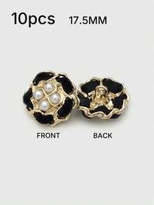 1 Pack 10 Pieces Hand‑Woven Pearl Metal Buttons Colorful Rope‑Threaded Decorative Fasteners For Women Top Sweater Overcoat Outerwear Sewing Accessories - 10pcs - View 21