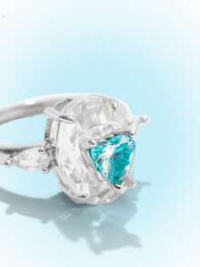 Popjeli Fashion Irregular Blue Love Diamond Ring - Blue - View 6
