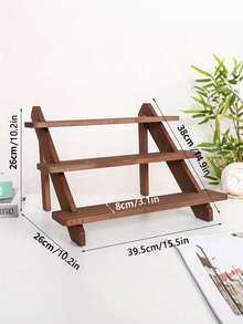 1PC Multi Layer Wooden Display Stand, Vintage Natural Wood Step Shelf Organizer, Earring Ring Jewelry Display Rack, Doll Figurine Storage Shelf, Countertop Multi Purpose Organizer For Home And Shop, Rustic Vanity Dresser Decor, Space Saving - Multicolor - View 10