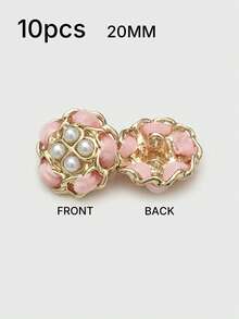 1 Pack 10 Pieces Hand‑Woven Pearl Metal Buttons Colorful Rope‑Threaded Decorative Fasteners For Women Top Sweater Overcoat Outerwear Sewing Accessories - 10pcs - View 15