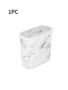 1Pc Marble Pattern Trash Can With Lid Space-Saving Slender Trash Can Suitable For Compact Space Elastic Lid Garbage Container Waterproof Wastebasket Suitable For Small Apartment Hotel Household Toilet Bathroom Waste - Multicolor - View 11