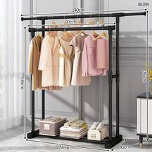 1 cái giá phơi quần áo di động đứng độc lập đặt sàn, giá treo quần áo trong nhà, kệ sắp xếp đồ giặt tiết kiệm không gian, giá phơi kim loại nhẹ cho căn hộ, ban công, phòng ngủ, ký túc xá, tháp phơi quần áo hàng ngày, đồ dùng thiết yếu cho căn hộ, có thể tháo rời - Thanh đôi màu đen - Xem 5