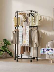 1Pc Drying Rack | Metal Foldable Portable Laundry Drying Stand | Suitable For Indoor And Outdoor Use | Can Hold Multiple Garments, An Essential Tool For Clothes Storage And Organization - Multicolor - View 1