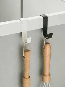 3/6Pcs Stainless Steel Drill-Free Double S-Shaped Hooks, Storage Hooks For Hanging Clothes, Hats And Towels On The Back Of Kitchen And Bathroom Cabinet Doors - Multicolor - View 8