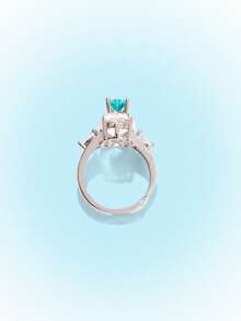 Popjeli Fashion Irregular Blue Love Diamond Ring - Blue - View 7