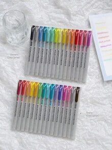 双头荧光笔复古马克笔马卡龙色记号笔浅色系学生重点手写会计笔返校 - 多色 - 查看 16