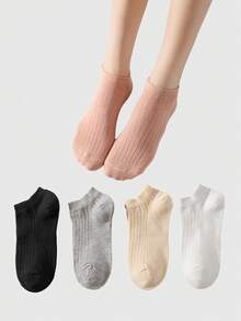 ROMWE Kawaii 5pairs Solid Ankle Socks - Multicolor - View 2