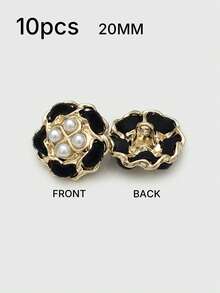 1 Pack 10 Pieces Hand‑Woven Pearl Metal Buttons Colorful Rope‑Threaded Decorative Fasteners For Women Top Sweater Overcoat Outerwear Sewing Accessories - 10pcs - View 24