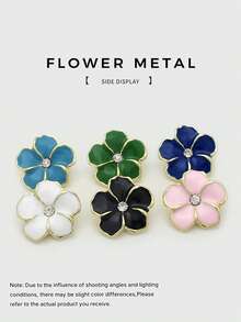 1 Pack 10 Pieces Fresh Flower Oil‑Painted Colorful Metal Buttons Decorative Fasteners For Knit Sweater Overcoat Outerwear Skirt Clothing Sewing Accessories - 10pcs - View 2