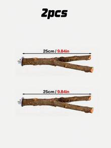 1pc Handmade Wooden Durable Bird Perch Stand, Comfortable Bird Chewing Stick, Fun Bird Toy & Accessories, Natural Wood Variations (Weight & Shape Slightly Differ) - Brown - View 12