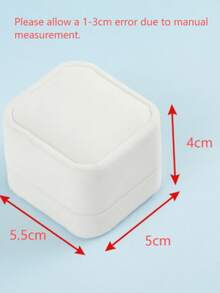 1PC White Velvet Ring Box For Proposal, Wedding, Engagement, Valentine's Day Gift – Elegant Jewelry Display Case For Rings, Earrings, Necklaces – Luxury Ring Holder, Bridal Accessories, Gift Box For Her - White - View 3