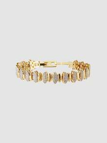 MortiRose 18K Gold-Plated Zirconium Elliptical Splicing Fashion Bracelet - Yellow Gold - View 3