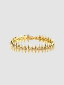 MortiRose 18K Gold-Plated Pointed Oval Stitching Stylish Retro Bracelet - Yellow Gold - View 3