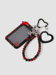 MortiRose 1 Retro Fashion Personalized Black And Red Imitation Crystal Cross Love Star Card Cover "1 Rhinestone Sticker For Free" DIY Keychain Bag Pendant - Black red - View 7